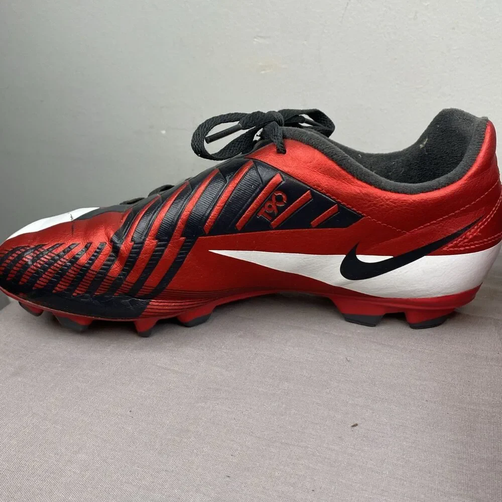 Nike Soccer Cleats 5.5Y red Lace Total 90 shoot IV‎ t90 472567-610 VTG